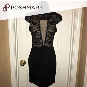 🔥GORGEOUS BLACK SEQUIN & NUDE ILLUSION DRESS SZ:S
